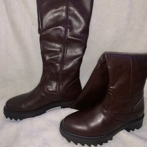 JustFab flat boots Morgane coffee NWT